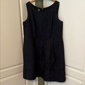 Talbots Elegant Navy/Black Brocade Sleeveless Dress with Pockets 22W